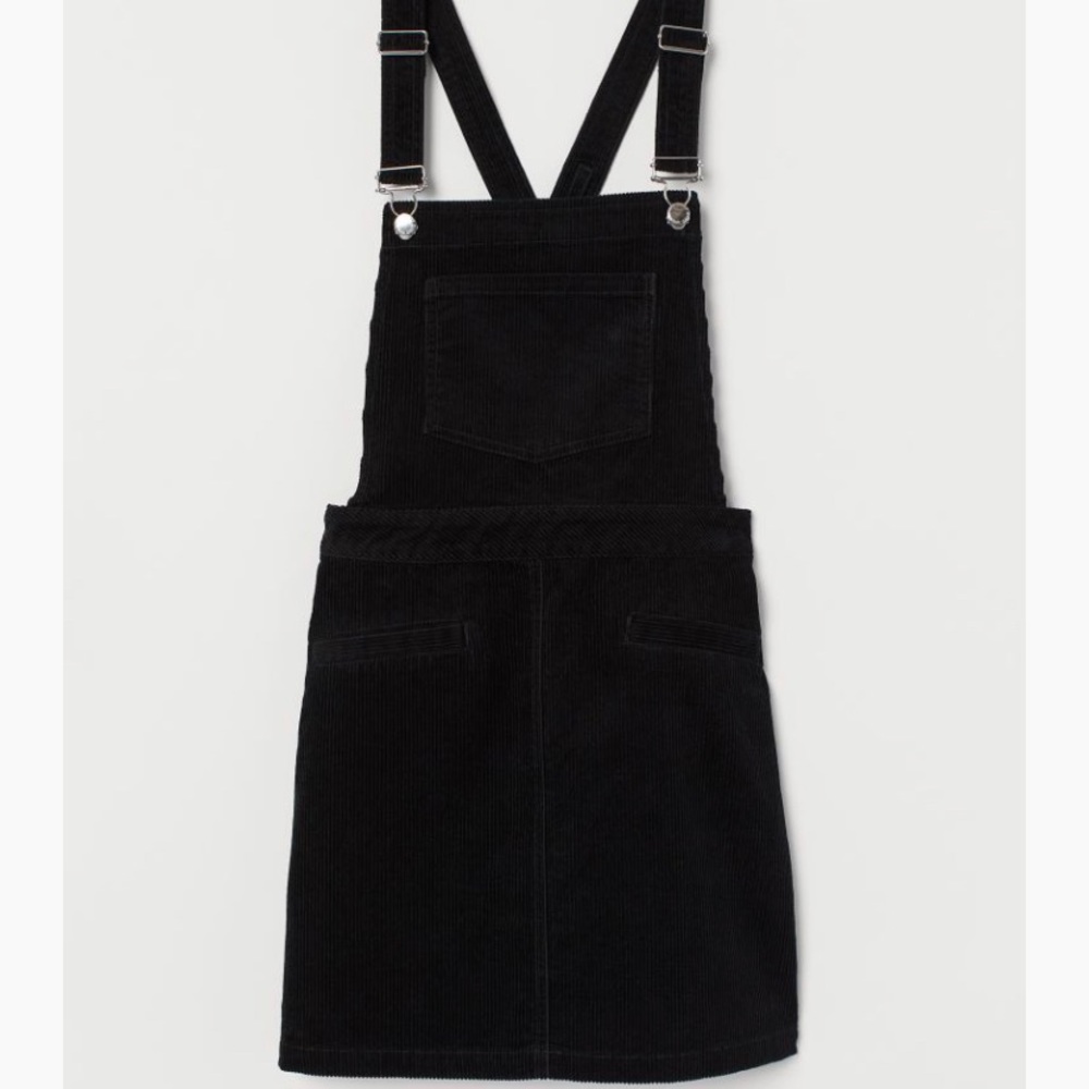 H&M Black Overall Corduroy Dress Divided